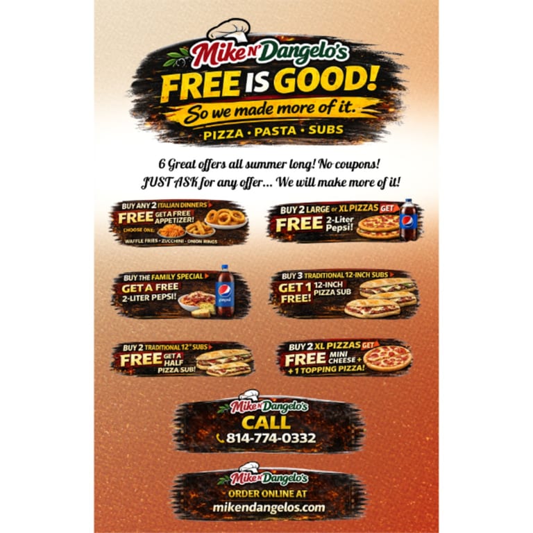 Mike N’ Dangelo’s Summer Specials – Free Is Good!