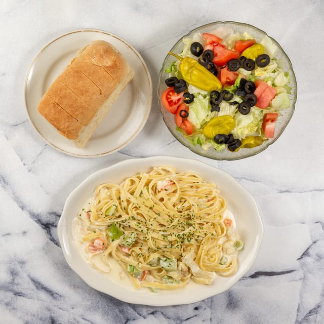 Fettuccine Alfredo with Vegetables.